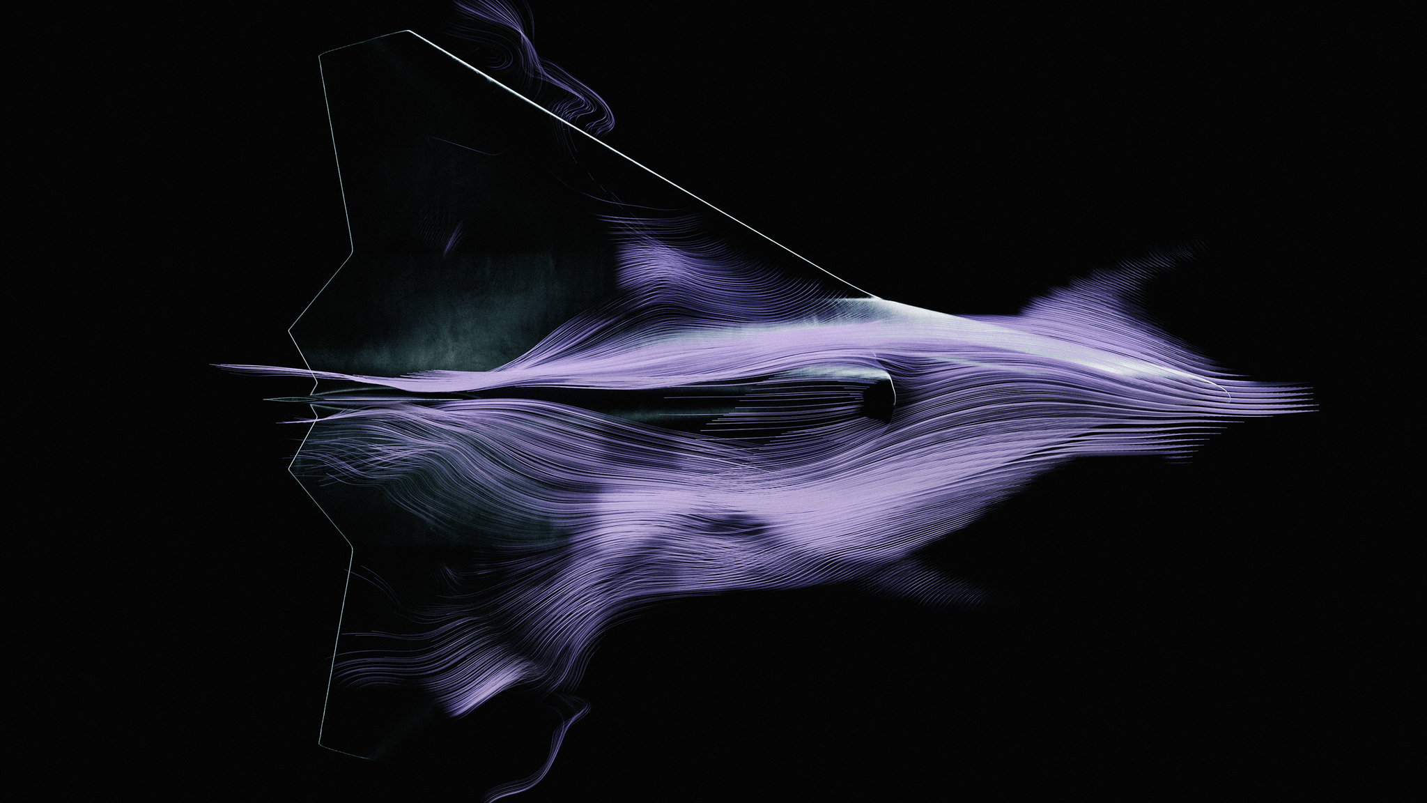 Aerodynamic flow simulation visualization of a defense aircraft