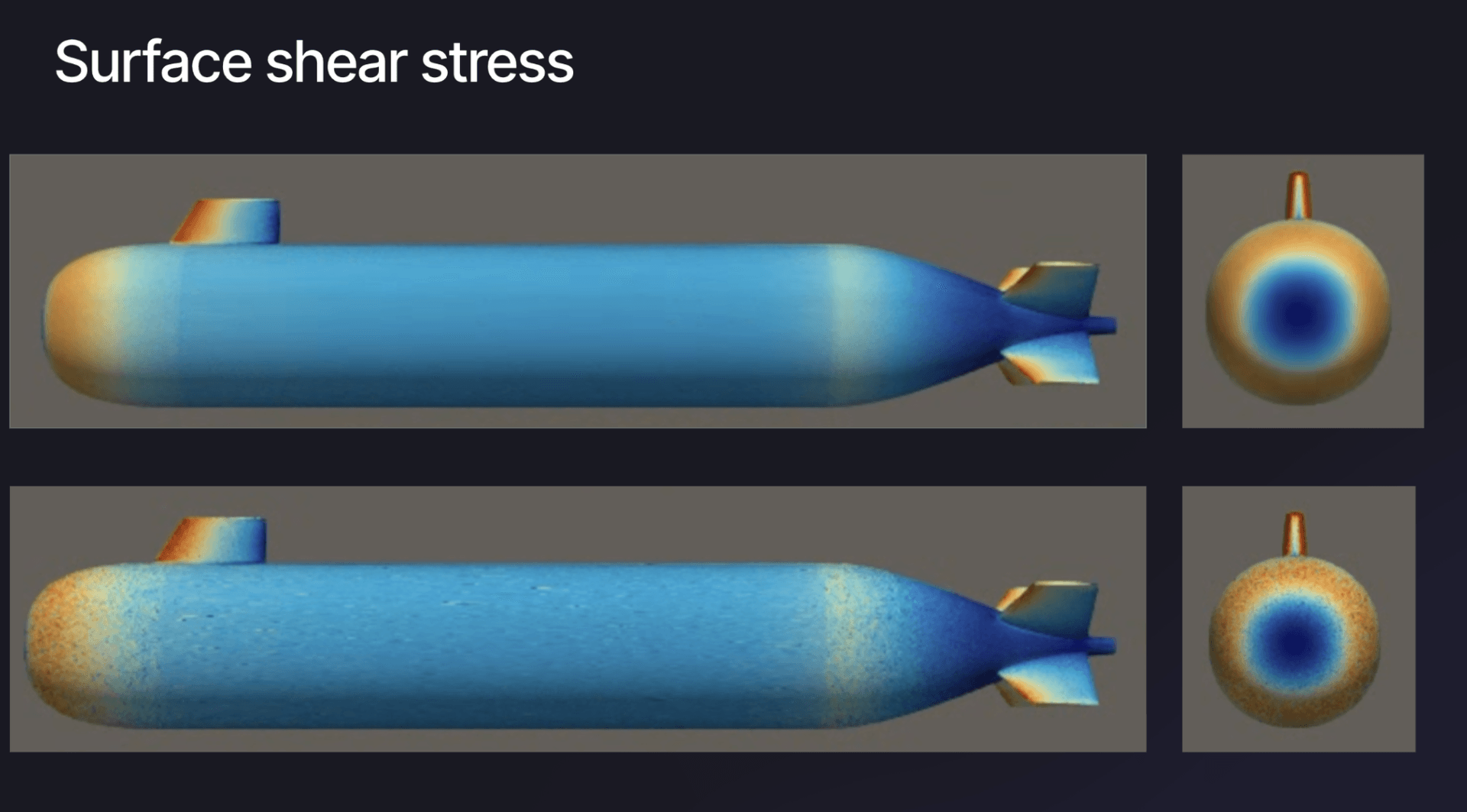 Figure 7: Pressure distributions highlighting flow behavior approaching the propulsor mounting region.